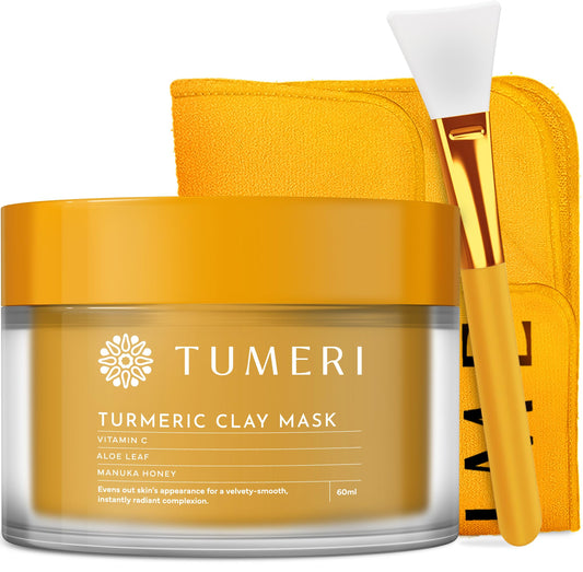 Turmeric with Vitamin C Clay Mask with Manuka Honey 2 oz – Facial Mask for Dark Spots Scarring